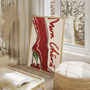 affiche avec un talon aiguille rouge et brillant le talon est remplace par des c salon beige.webp