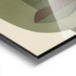 affiche avec un visage cubiste abstrait en tons de vert beige et marron fonce ut aluminium.webp