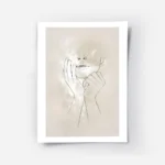 affiche avec un visage de femme en illustration ses mains sur son visage fond be.webp