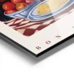 affiche avec une bouteille de vin un bouquet de coquelicots rouges une assiette aluminium.webp