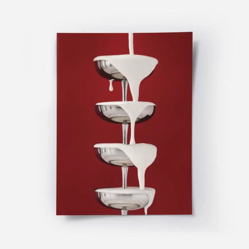 affiche avec une cascade de creme blanche versee sur des coupes a champagne arge.webp