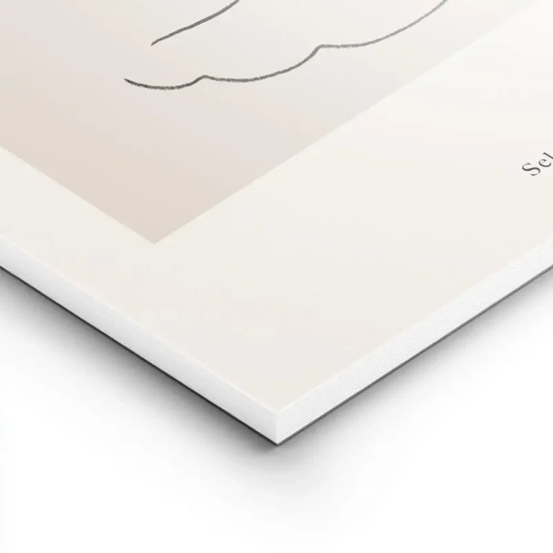 affiche avec une femme allongee dans un coquillage en line art noir sur fond bei lightpanel.webp