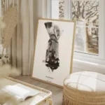 affiche avec une illustration aquarelle de deux mains entremelees en noir gris e salon beige.webp