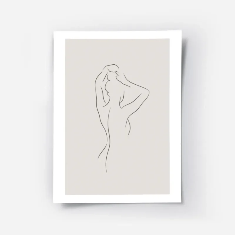 affiche avec une illustration au trait noir dune femme de dos relevant ses cheve.webp