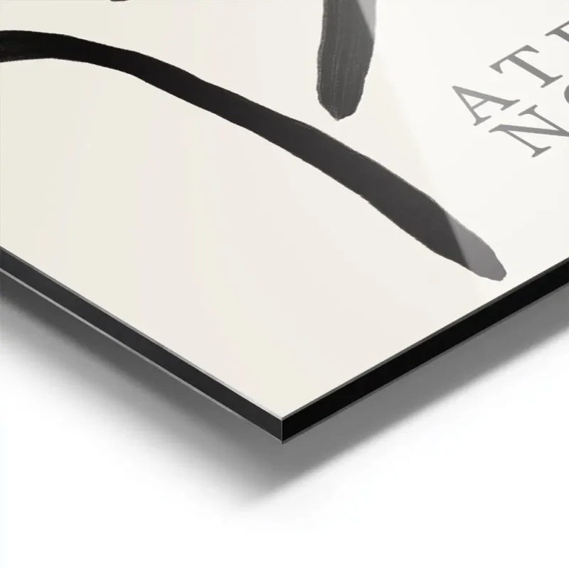 affiche avec une illustration de line art dun visage feminin abstrait en noir su aluminium.webp