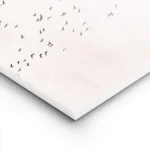 affiche avec une nuee doiseaux noirs en vol sur un fond rose texture illustratio lightpanel.webp