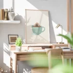 affiche avec une personne plongeant la tete et les bras dans une tasse de cafe s bureau.webp