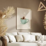 affiche avec une personne plongeant la tete et les bras dans une tasse de cafe s salon.webp