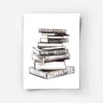 affiche avec une pile de livres sur la mode.webp
