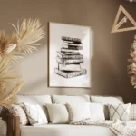 affiche avec une pile de livres sur la mode salon.webp
