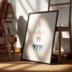 affiche avec une souris metteur en scene de cirque en pastel sur un socle style encadre.webp