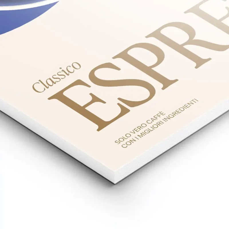affiche avec une tasse despresso noir sur une soucoupe bleue et le texte classic lightpanel.webp