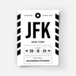 affiche avion personnalisee en noir et blanc avec texte jfk new york et date de .webp
