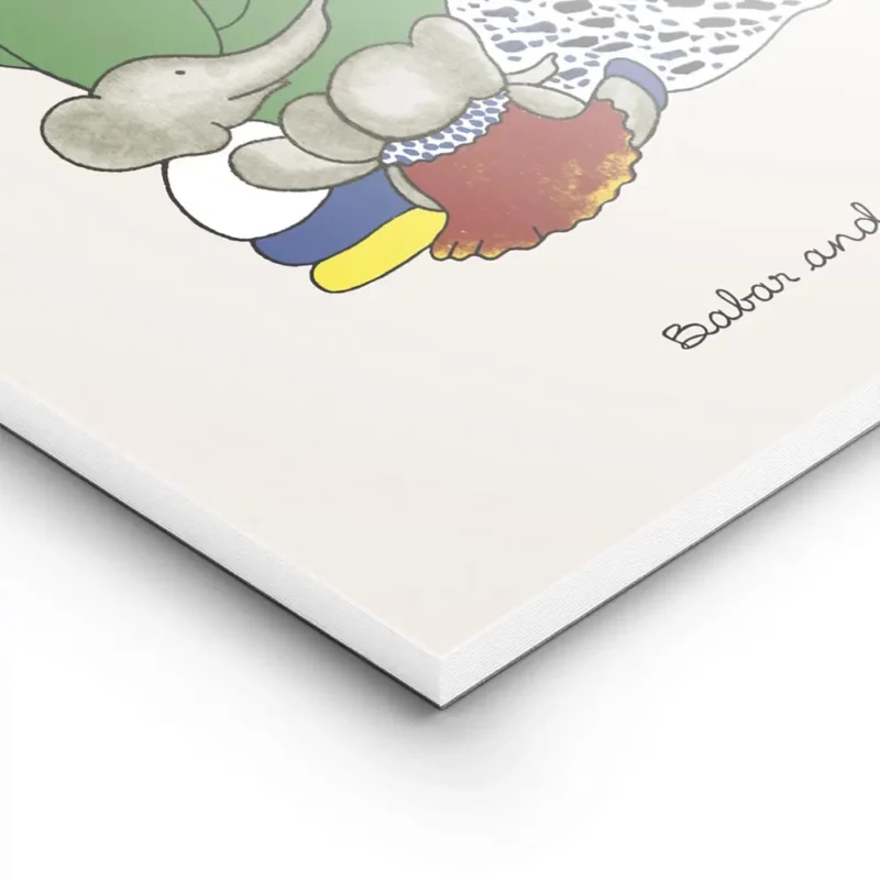 affiche babar et sa famille reine celeste pom flora et alexandre lisant un livre lightpanel.webp