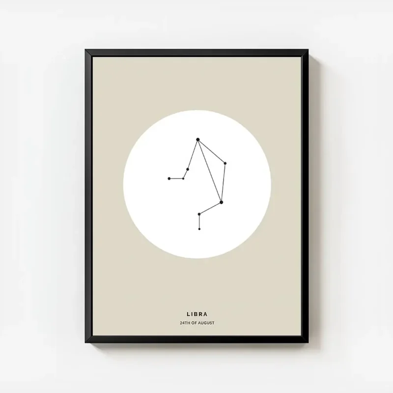 affiche balance avec illustration astrologique noire sur cercle blanc texte libr avec cadre.webp