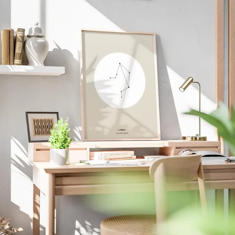 affiche balance avec illustration astrologique noire sur cercle blanc texte libr bureau.webp
