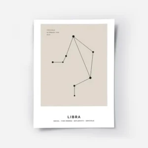 affiche balance personnalisee constellation noire sur fond beige avec typographi.webp