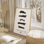 affiche batman avec silhouettes noires des batmobiles et le texte choose your ri salon beige.webp