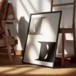 affiche batman de dc comics avec deux visages stylises en gris et noir sur fond encadre.webp