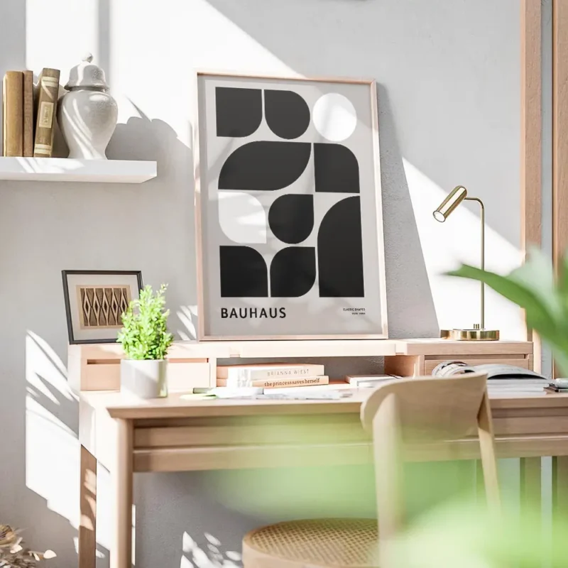 affiche bauhaus abstraite avec formes geometriques noires et blanches sur fond g bureau.webp