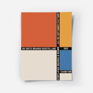 affiche bauhaus avec blocs geometriques orange beige bleu et jaune typographie n.webp