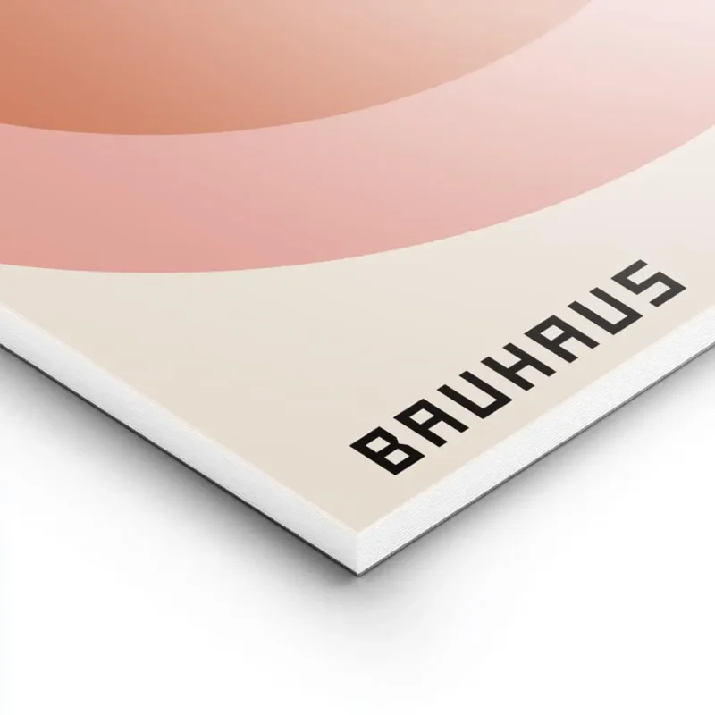 affiche bauhaus avec cercles concentriques rose orange et jaune retro typographi lightpanel.webp