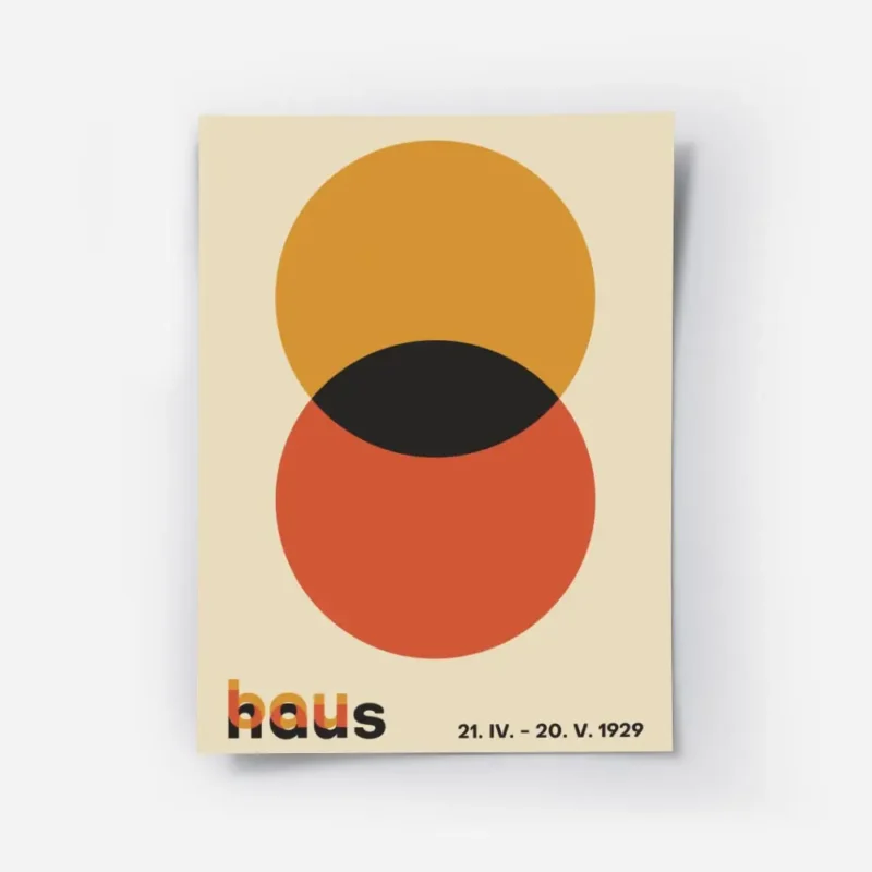 affiche bauhaus avec cercles orange et rouge se chevauchant texte bauhaus en typ.webp