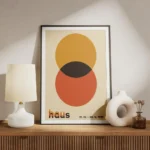 affiche bauhaus avec cercles orange et rouge se chevauchant texte bauhaus en typ meuble.webp