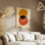 affiche bauhaus avec cercles orange et rouge se chevauchant texte bauhaus en typ salon.webp