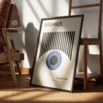 affiche bauhaus avec il bleu et rayures noires texte typographie bauhaus exposit encadre.webp