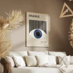 affiche bauhaus avec il bleu et rayures noires texte typographie bauhaus exposit salon.webp