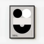 affiche bauhaus contemporaine avec des formes geometriques deux cercles un recta avec cadre.webp