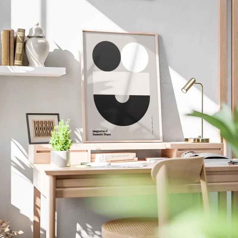 affiche bauhaus contemporaine avec des formes geometriques deux cercles un recta bureau.webp