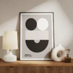 affiche bauhaus contemporaine avec des formes geometriques deux cercles un recta meuble.webp
