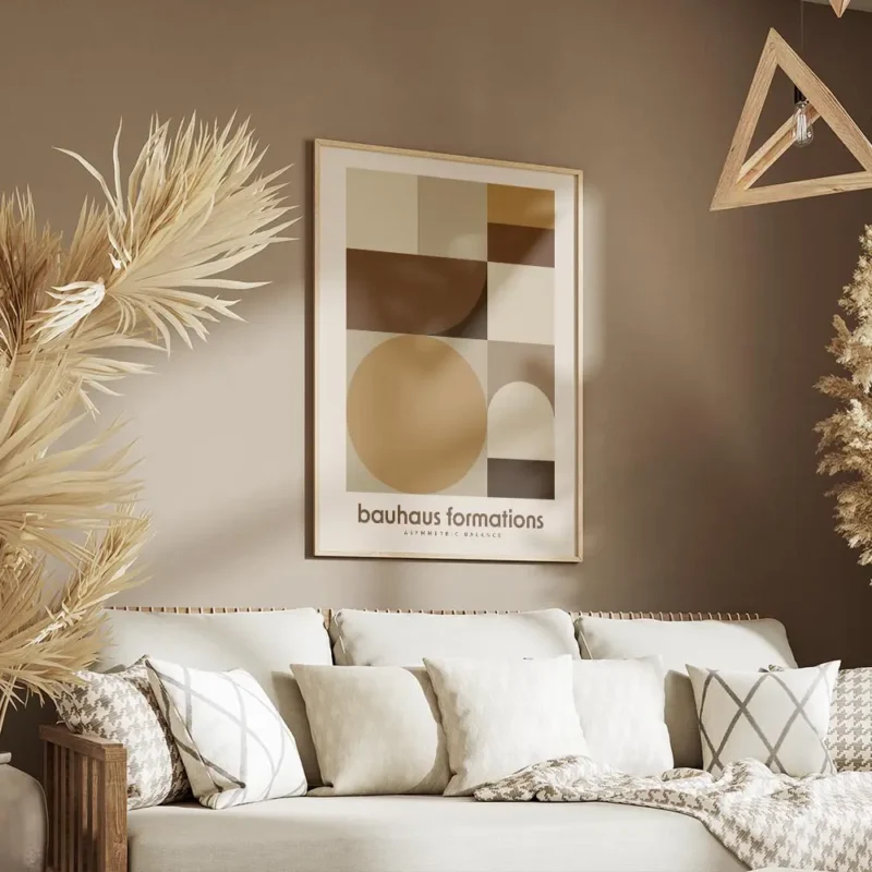 affiche bauhaus formations avec motifs geometriques et typographie tons bruns et salon.webp