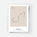 affiche beige avec illustration de la constellation du scorpion en noir typograp.webp