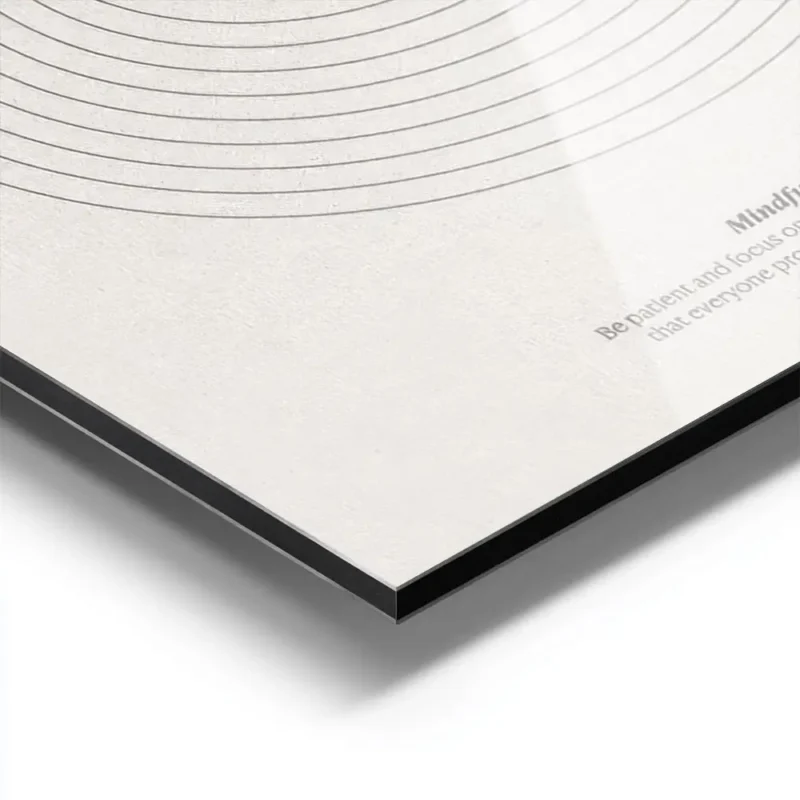 affiche beige avec texte embrace your pace et motif abstrait en demi cercles pou aluminium.webp