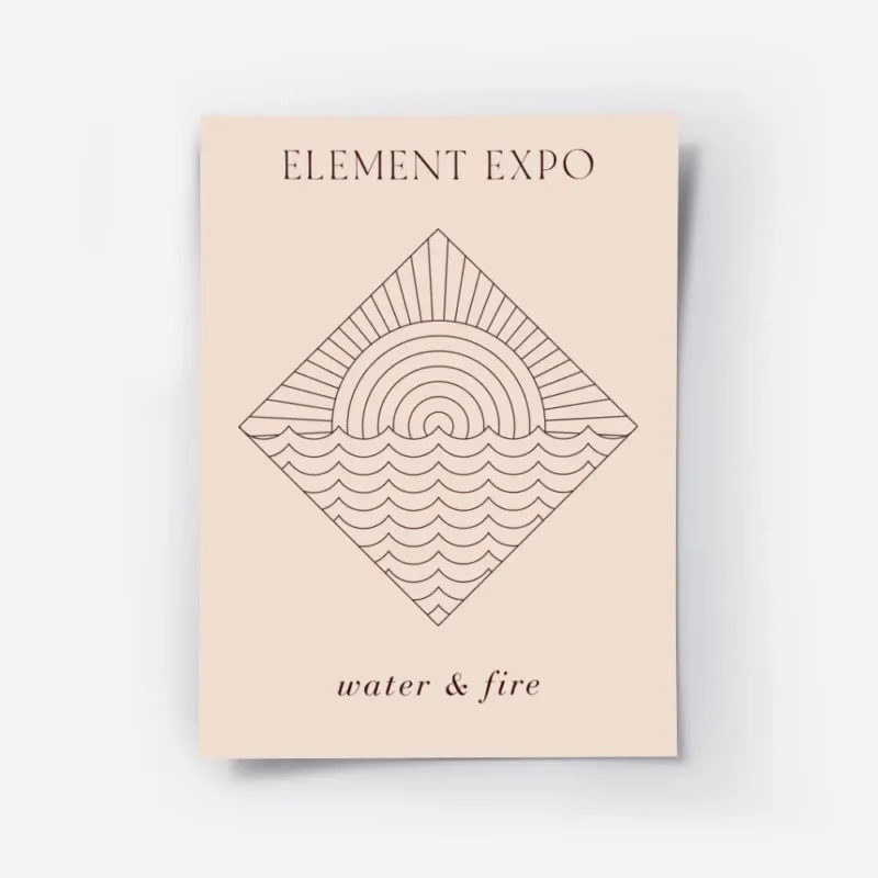 affiche beige avec un dessin feu et eau stylise en typographie et une illustrati.webp