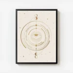 affiche beige avec un il celeste au centre entoure de cercles et de symboles lun avec cadre.webp