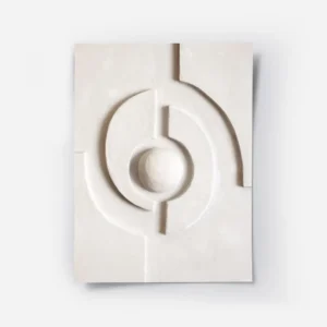 affiche beige avec un motif de cercle et de formes geometriques en relief textur.webp