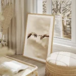 affiche beige de la creation dadam de michel ange mains se touchant avec typogra salon beige.webp