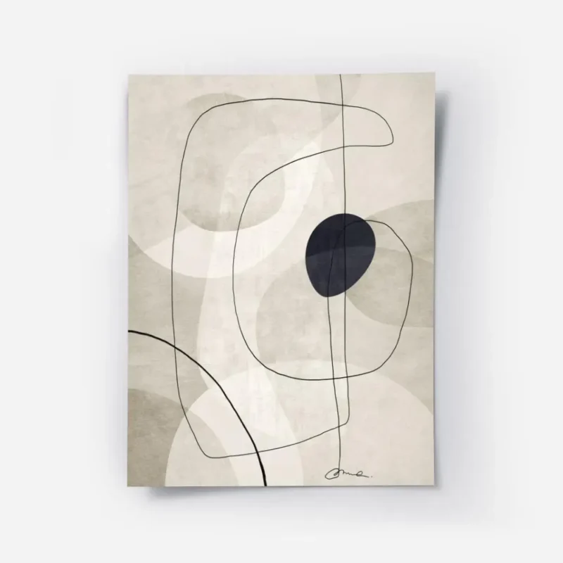 affiche beige graphics no1 illustration abstraite avec lignes noires et formes b.webp