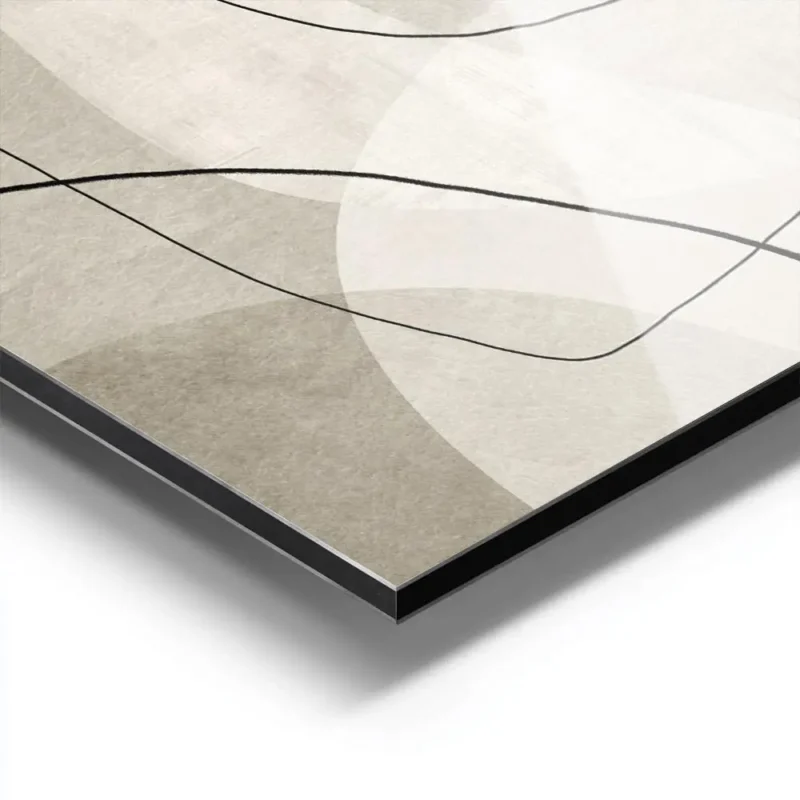 affiche beige graphics no1 illustration abstraite avec lignes noires et formes b aluminium.webp