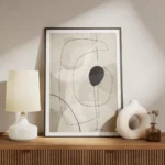 affiche beige graphics no1 illustration abstraite avec lignes noires et formes b meuble.webp