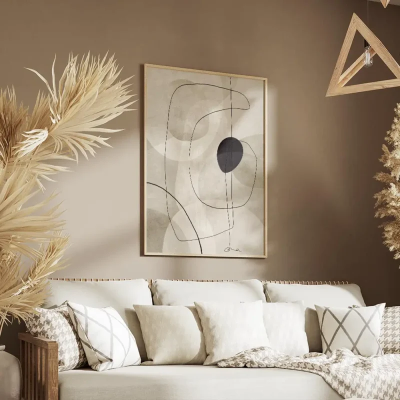affiche beige graphics no1 illustration abstraite avec lignes noires et formes b salon.webp