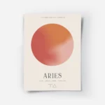 affiche belier avec globe degrade rose et orange et typographie aries avec trait.webp