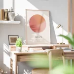 affiche belier avec globe degrade rose et orange et typographie aries avec trait bureau.webp