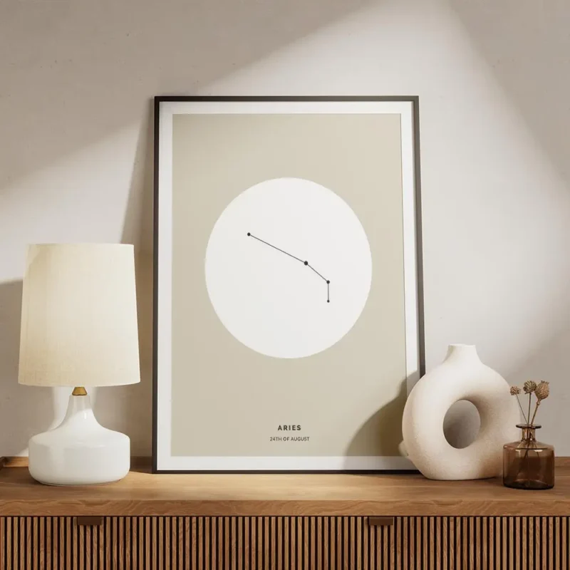affiche belier beige illustration de la constellation du signe astrologique beli meuble.webp