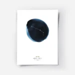 affiche belier constellation du belier sur cercle bleu aquarelle et texte dore.webp