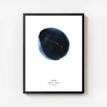 affiche belier constellation du belier sur cercle bleu aquarelle et texte dore avec cadre.webp